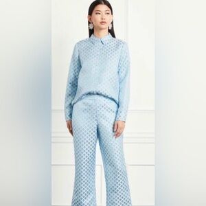 Hill House James Shirt: Blue/white Brocade NWT size S